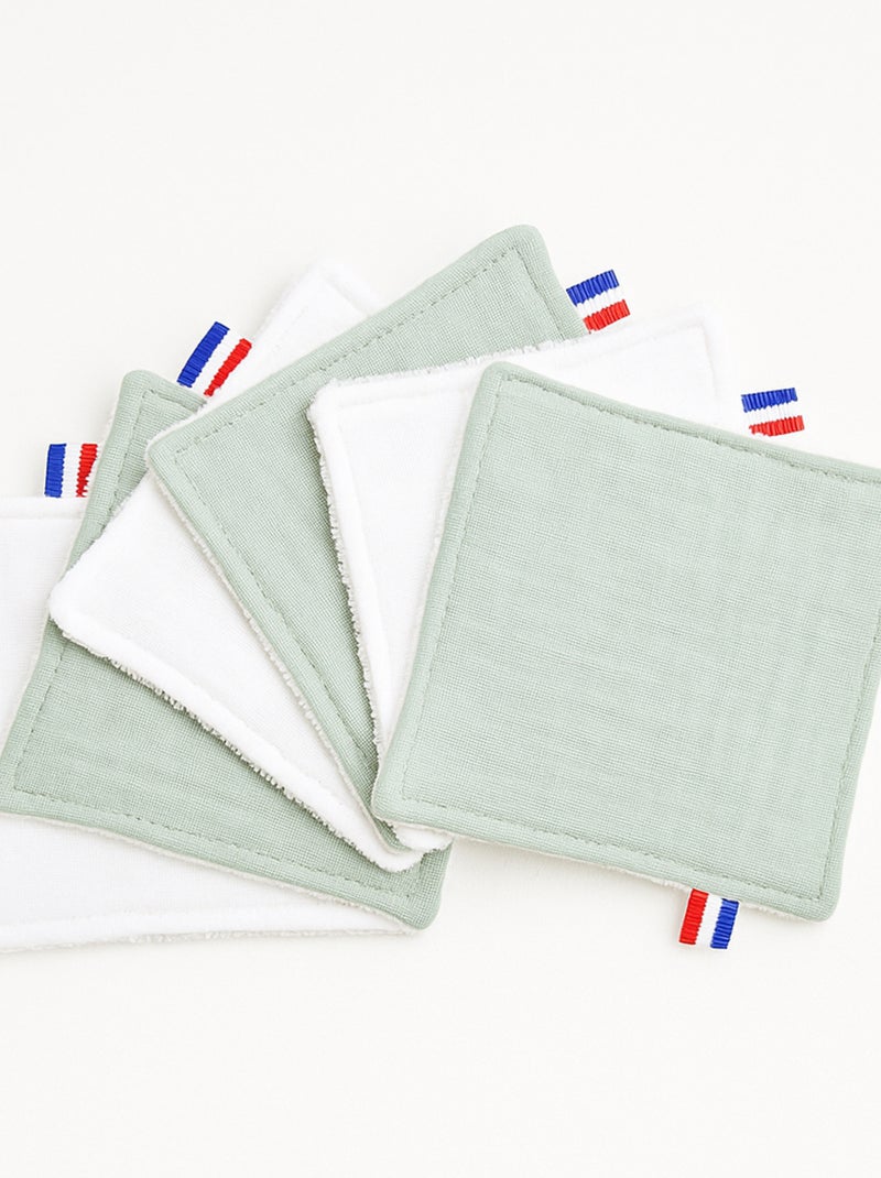 Salviettine lavabili in cotone biologico bianco e verde Bianco Verde - Kiabi