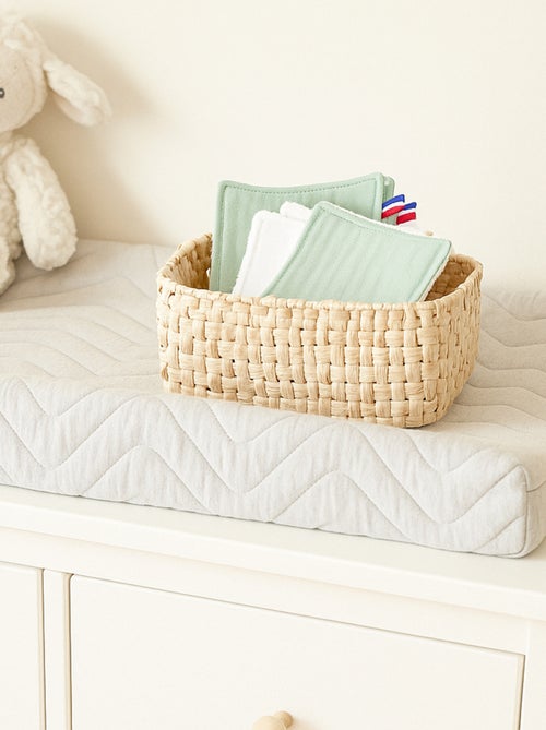 Salviettine lavabili in cotone biologico bianco e verde - Kiabi