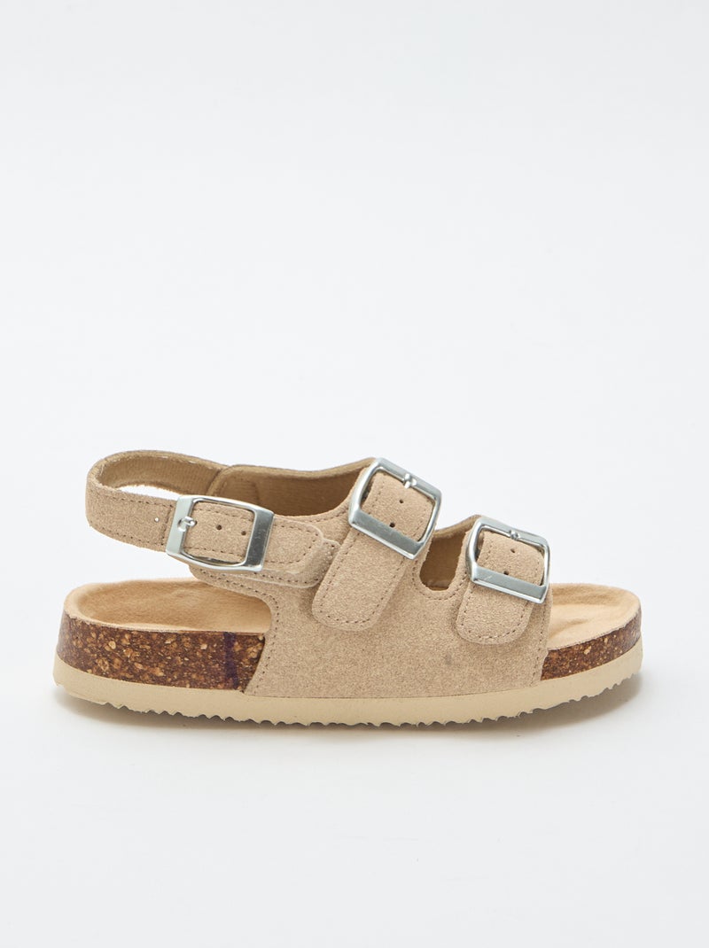 Sandali a doppia fascia con fibbie a contrasto Beige - Kiabi