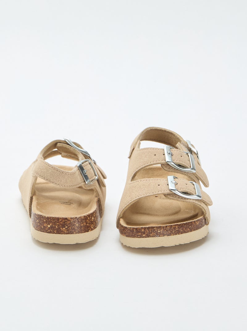 Sandali a doppia fascia con fibbie a contrasto Beige - Kiabi