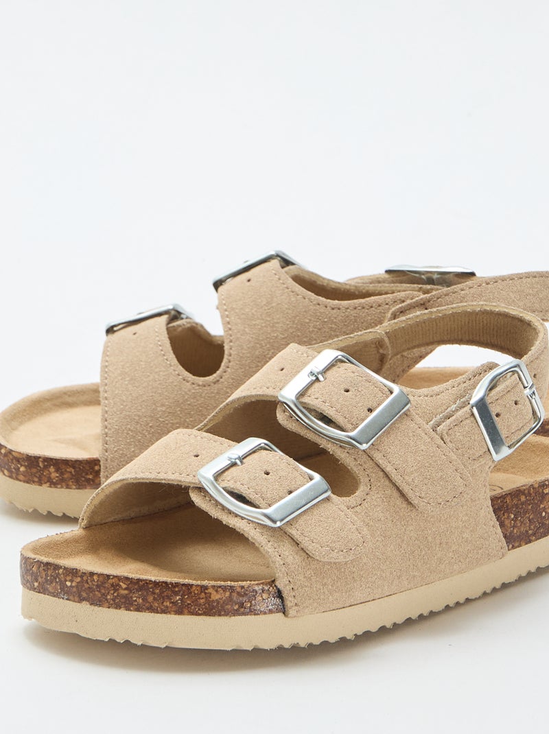 Sandali a doppia fascia con fibbie a contrasto Beige - Kiabi