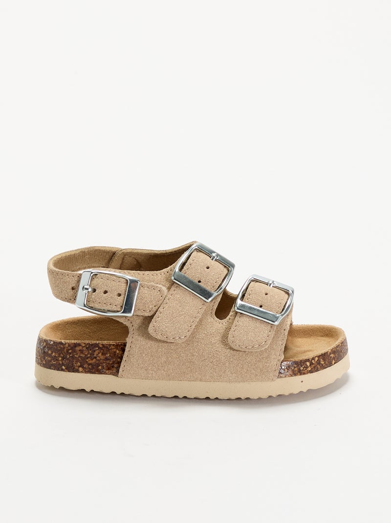 Sandali a doppia fascia con fibbie a contrasto Beige - Kiabi
