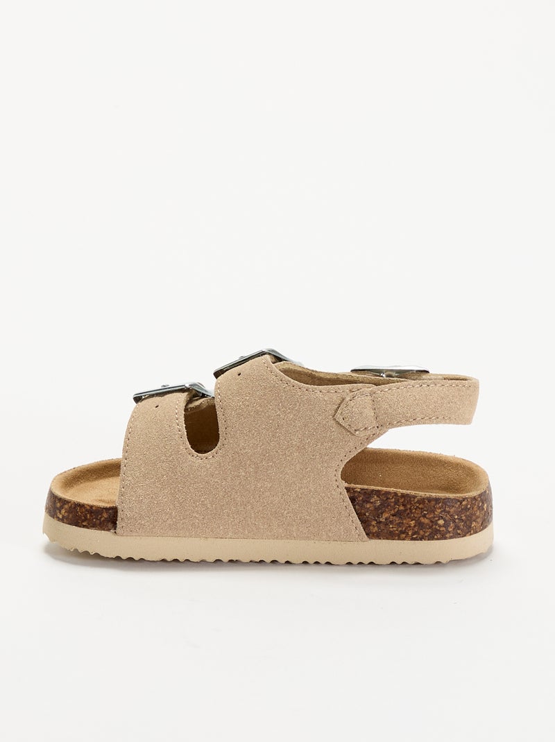 Sandali a doppia fascia con fibbie a contrasto Beige - Kiabi