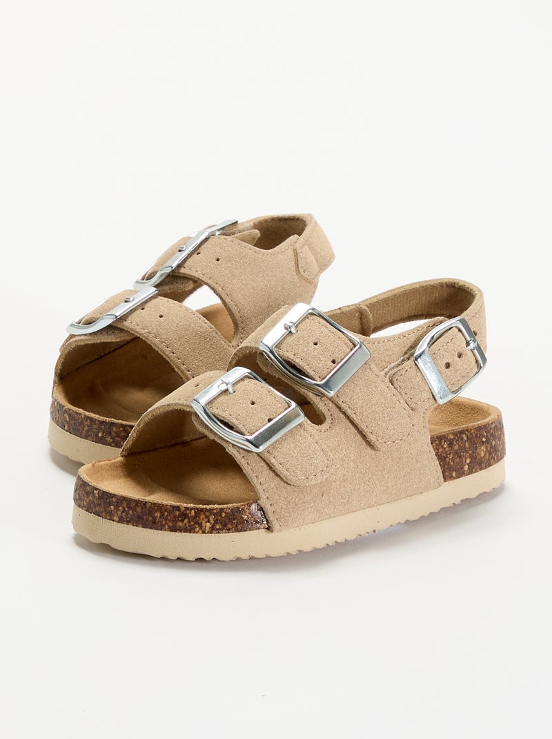 Sandali a doppia fascia con fibbie a contrasto Beige - Kiabi