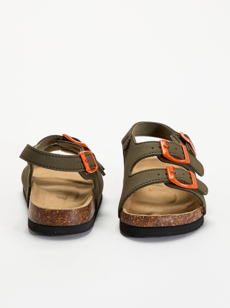 Sandali a doppia fascia con fibbie a contrasto Kaki - Kiabi