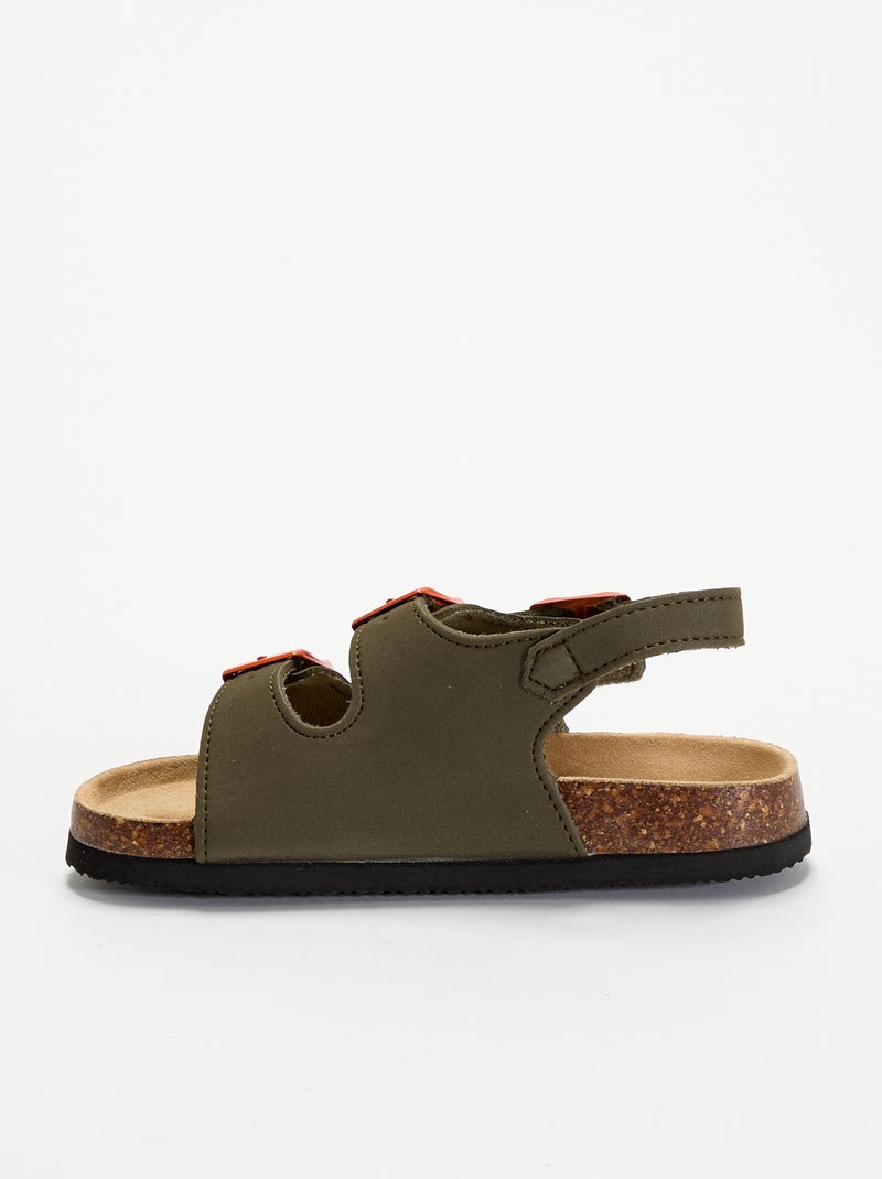 Sandali a doppia fascia con fibbie a contrasto Kaki - Kiabi