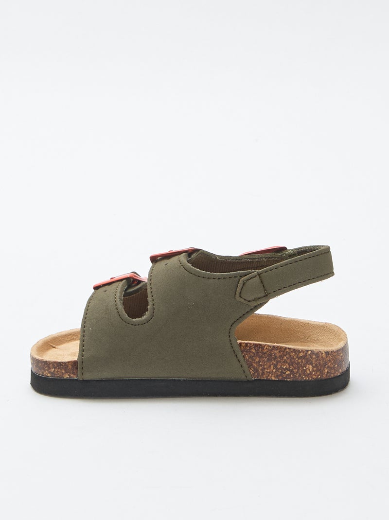 Sandali a doppia fascia con fibbie a contrasto Kaki - Kiabi