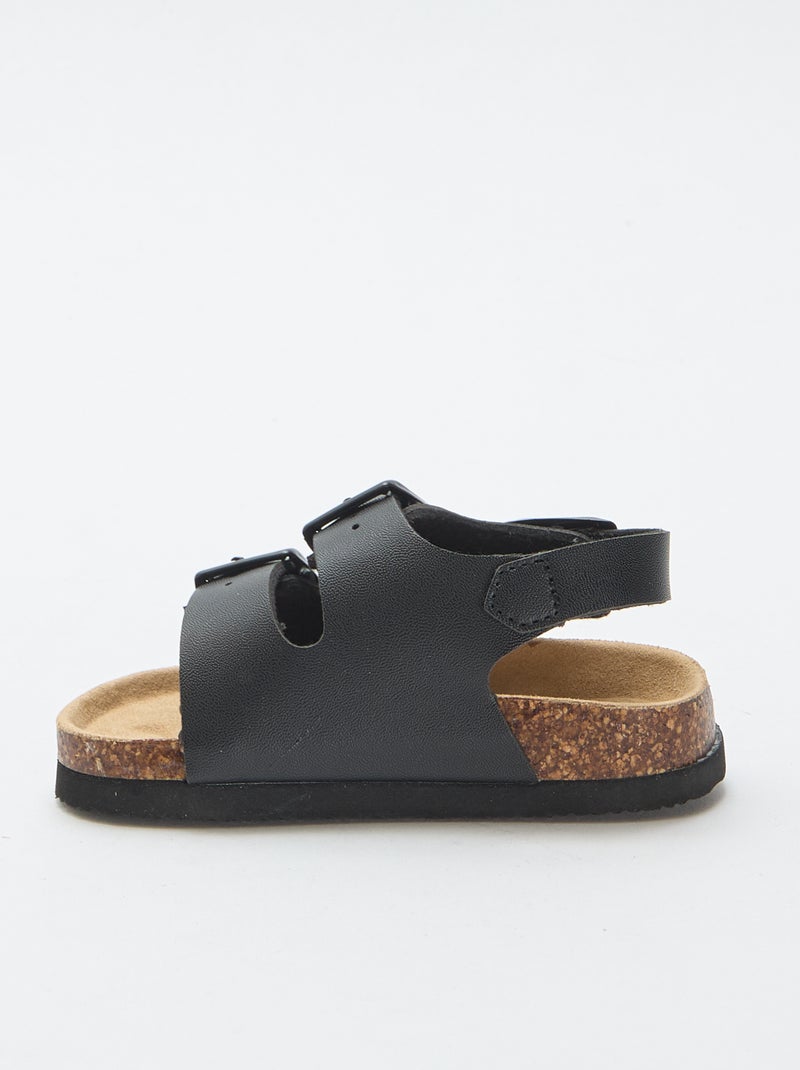 Sandali a doppia fascia con fibbie Nero - Kiabi