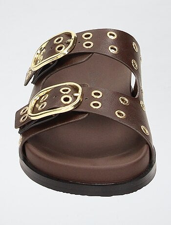 Sandali a doppia fascia con occhielli