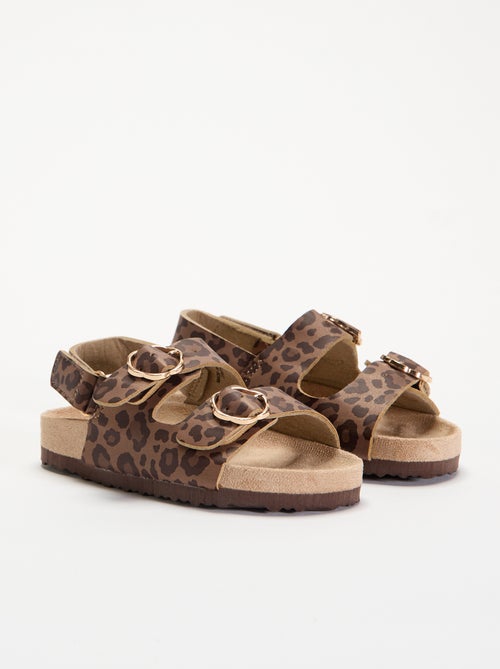 Sandali a doppia fascia con stampa leopardata - Kiabi
