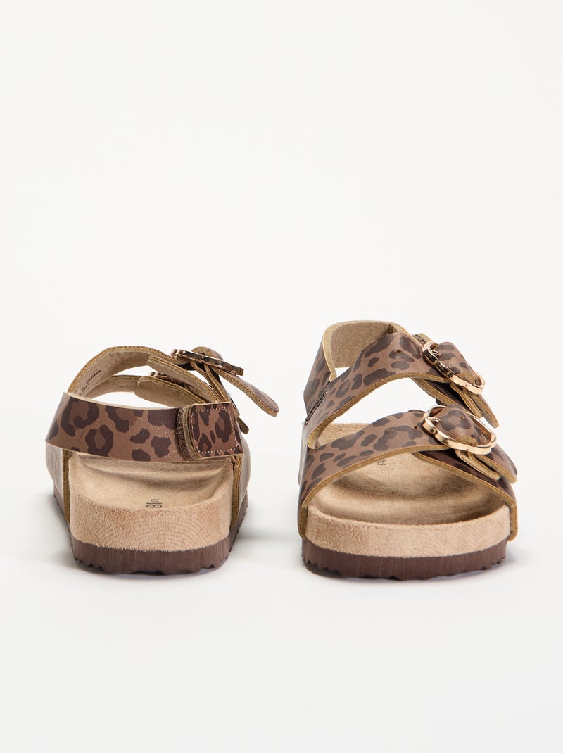 Sandali a doppia fascia con stampa leopardata Marrone - Kiabi