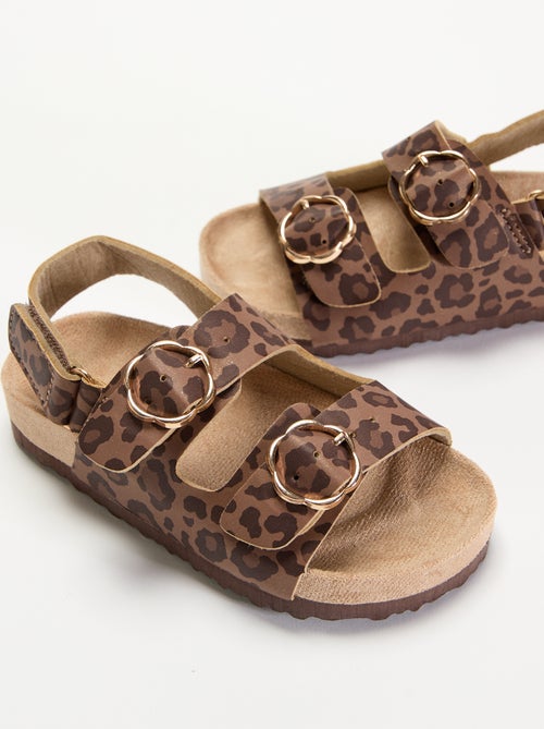 Sandali a doppia fascia con stampa leopardata - Kiabi