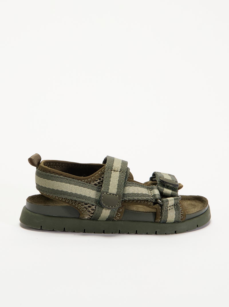Sandali a doppia fascia con strappo Kaki - Kiabi
