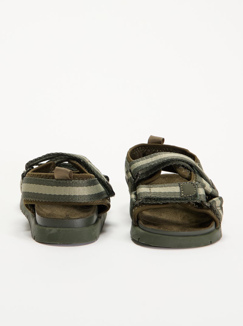 Sandali a doppia fascia con strappo Kaki - Kiabi