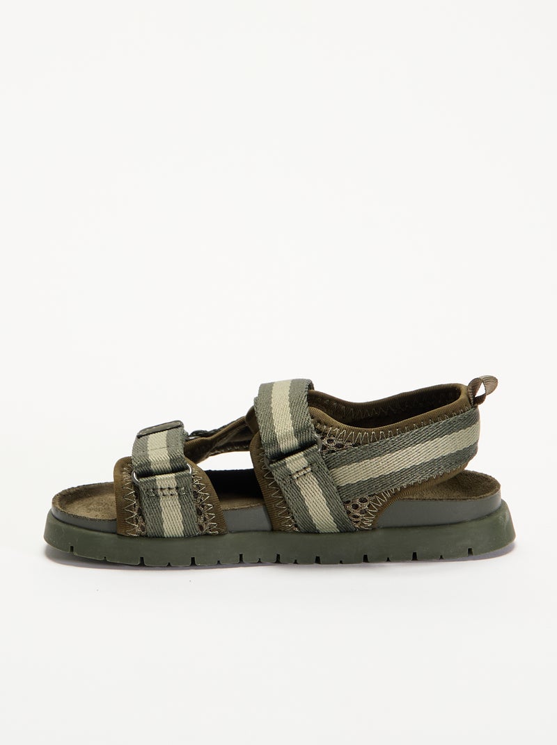 Sandali a doppia fascia con strappo Kaki - Kiabi