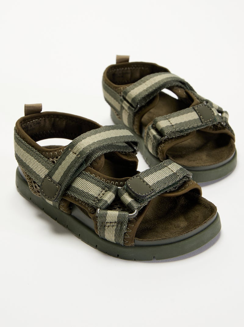 Sandali a doppia fascia con strappo Kaki - Kiabi