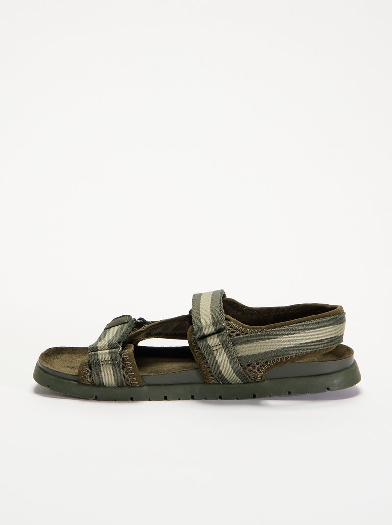 Sandali a doppia fascia con strappo Kaki - Kiabi