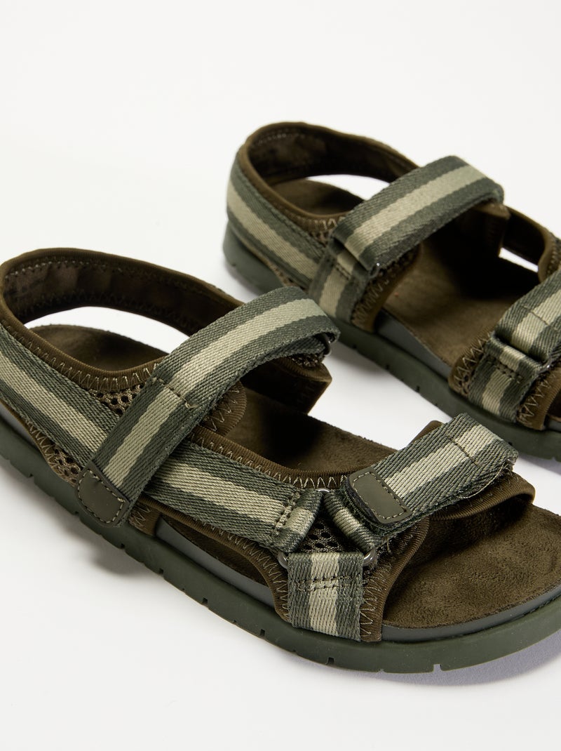Sandali a doppia fascia con strappo Kaki - Kiabi
