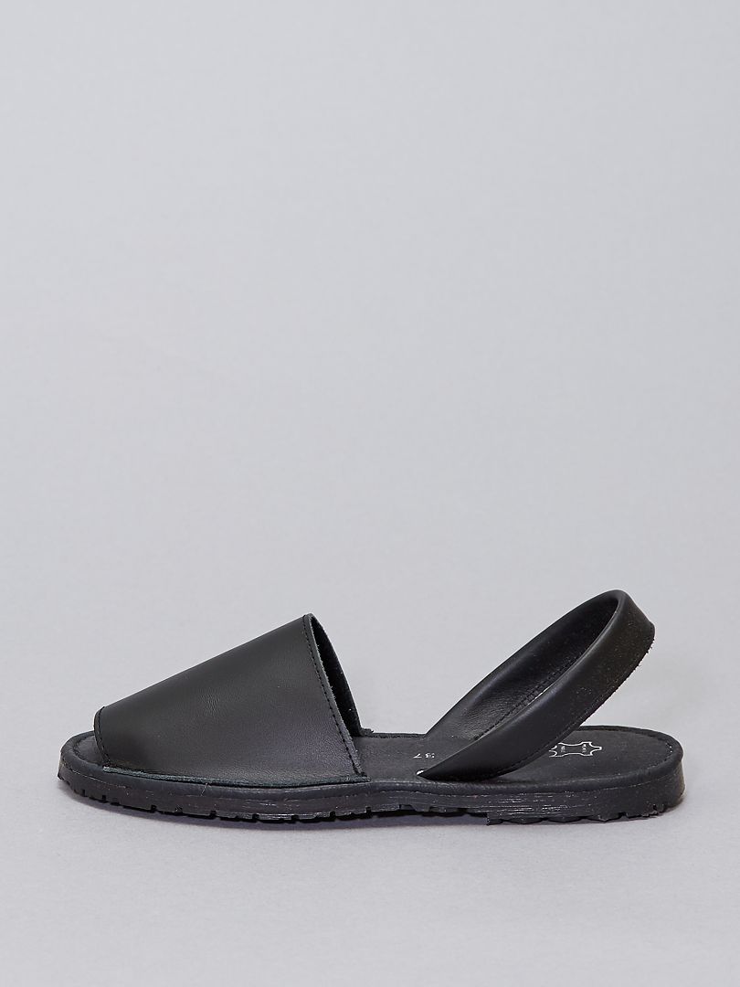 Sandali aperti in pelle nero - Kiabi