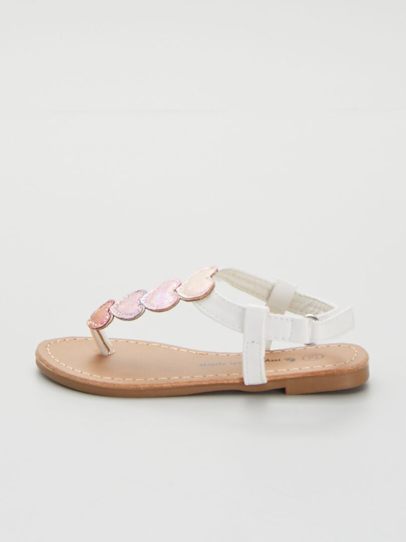 Sandali applicazione 'cuori' bianco/rosa - Kiabi