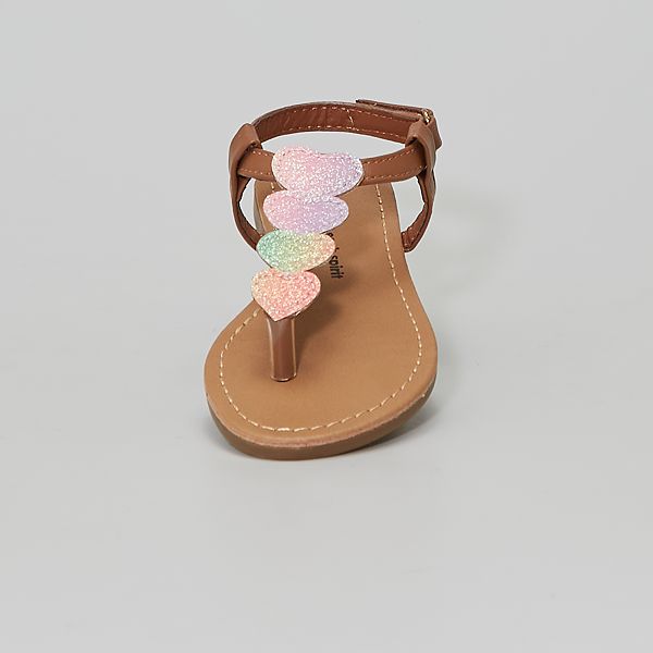 Sandali applicazione 'cuori' Bambina 3-12 anni - cammello - Kiabi - 13,00€