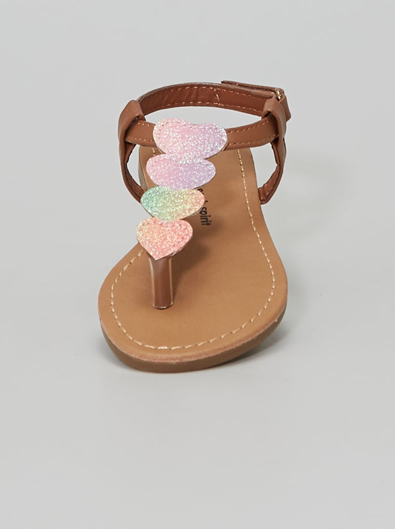 Sandali applicazione 'cuori' cammello - Kiabi
