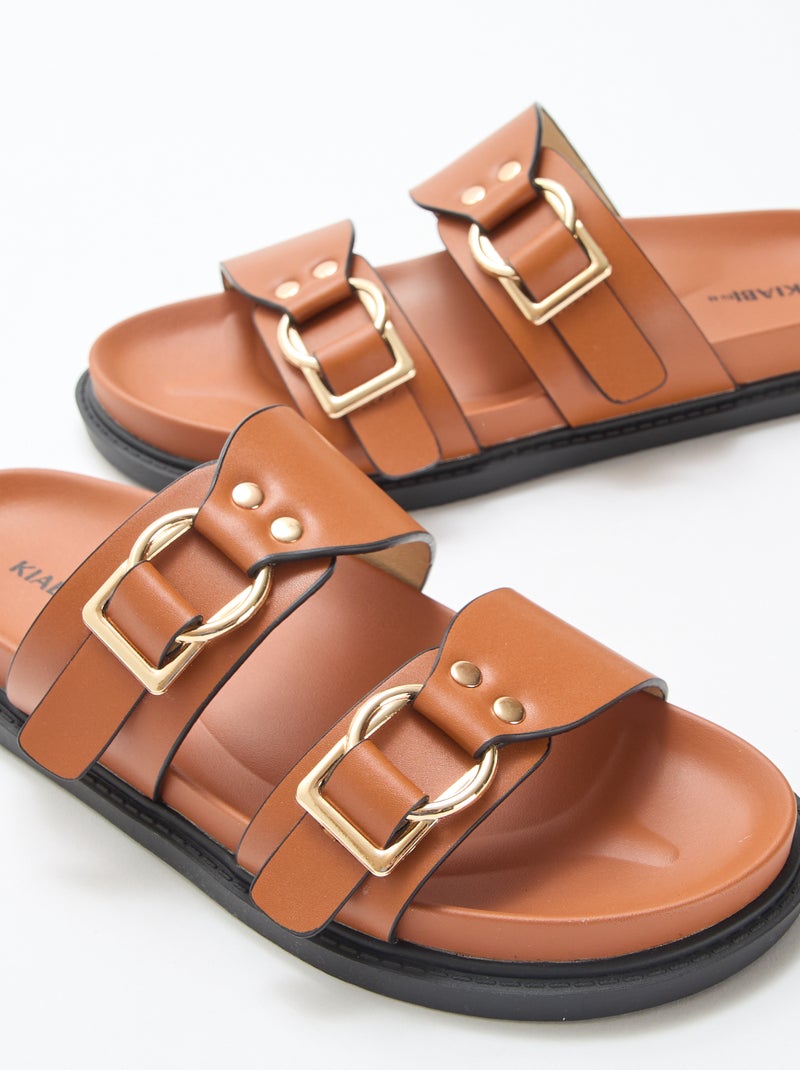 Sandali bassi a doppia fascia Marrone - Kiabi