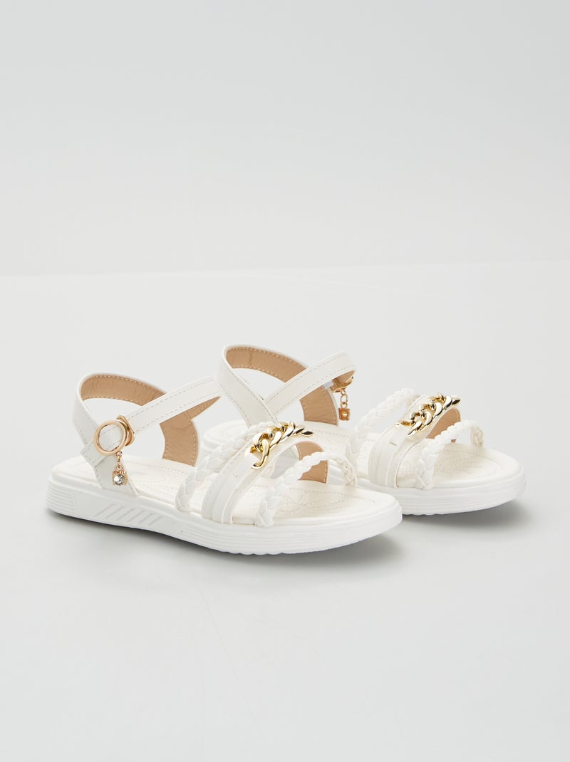 Sandali bassi con catene dorate bianco - Kiabi