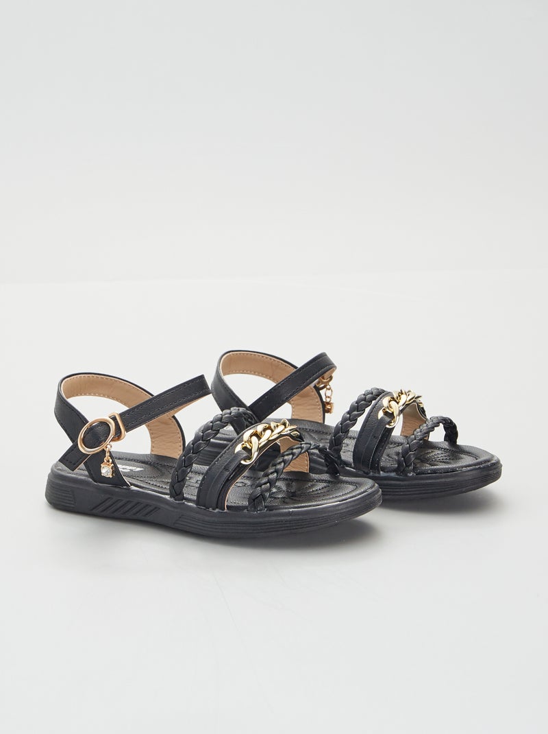 Sandali bassi con catene dorate nero - Kiabi