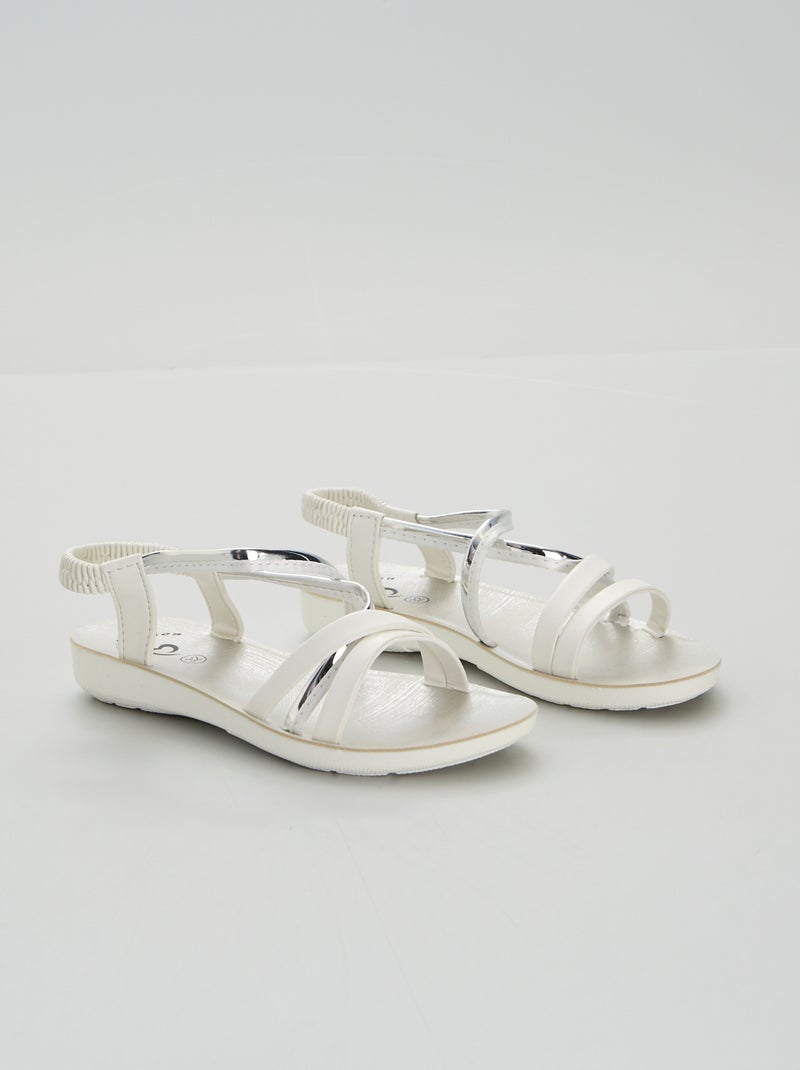 Sandali bassi con cinturini bimaterici bianco - Kiabi