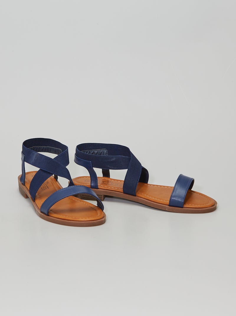 Sandali bassi con cinturini elasticizzati blu navy - Kiabi