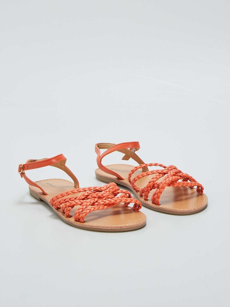 Sandali bassi con cinturini intrecciati ARANCIONE - Kiabi