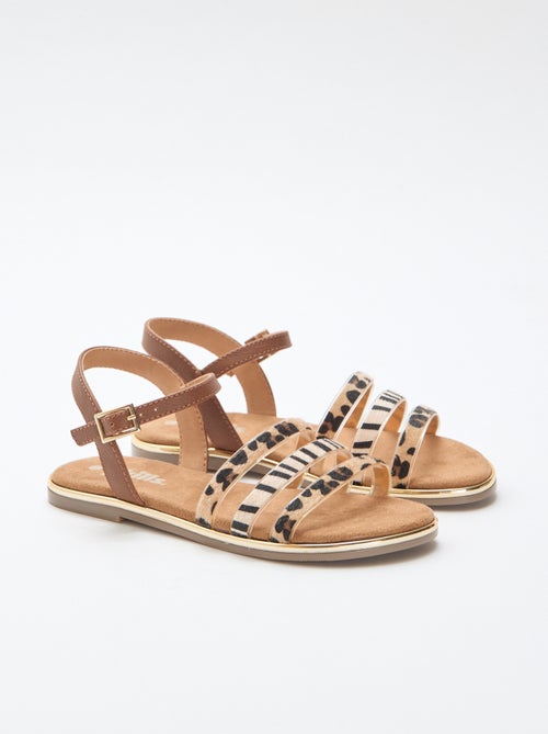Sandali bassi con cinturini 'leopardati' - Kiabi