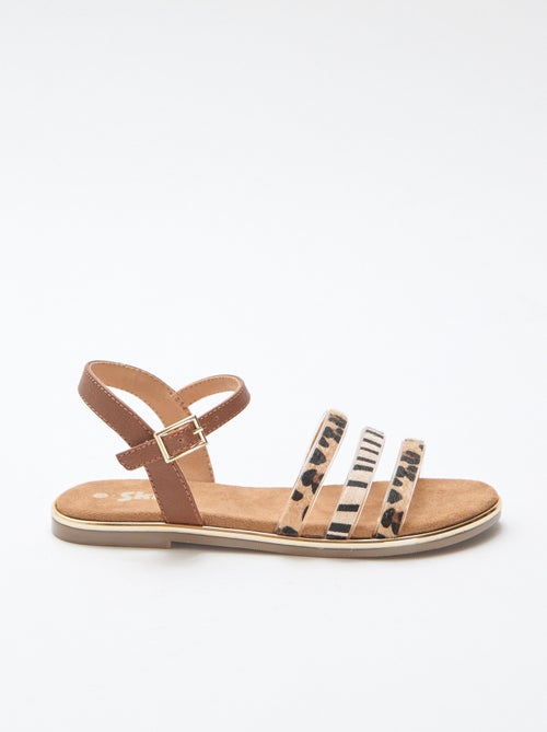 Sandali bassi con cinturini 'leopardati' - Kiabi