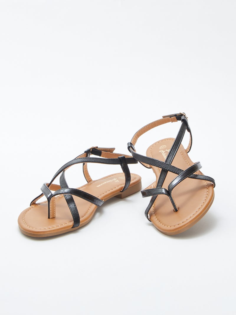 Sandali bassi con cinturini NERO - Kiabi