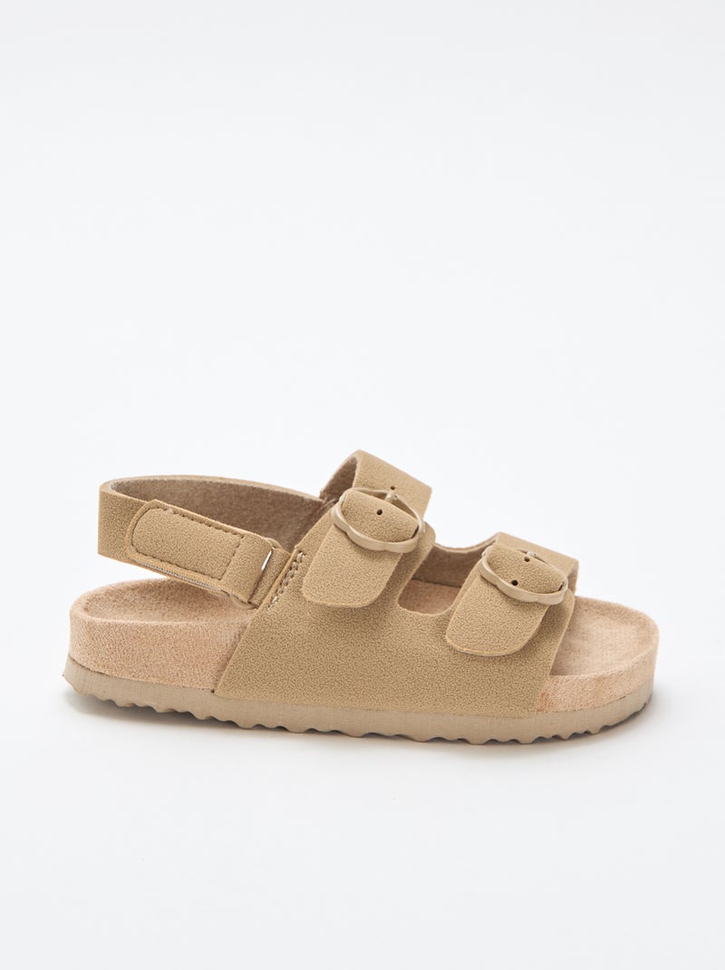 Sandali bassi con cinturino di supporto alla caviglia regolabile con velcro Beige - Kiabi