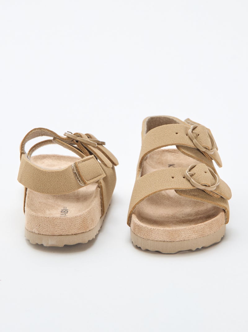 Sandali bassi con cinturino di supporto alla caviglia regolabile con velcro Beige - Kiabi