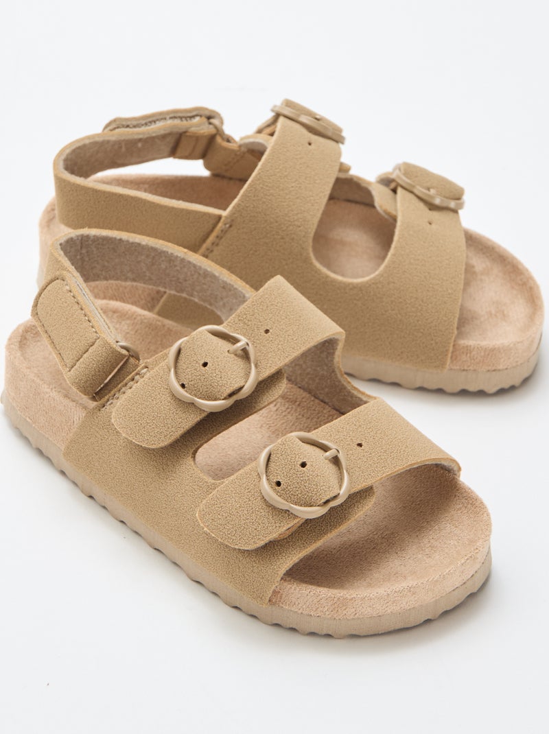 Sandali bassi con cinturino di supporto alla caviglia regolabile con velcro Beige - Kiabi