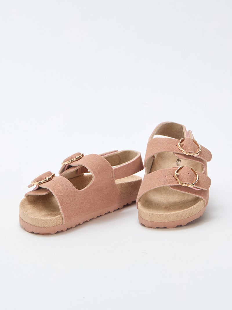 Sandali bassi con cinturino di supporto alla caviglia regolabile con velcro Rosa - Kiabi