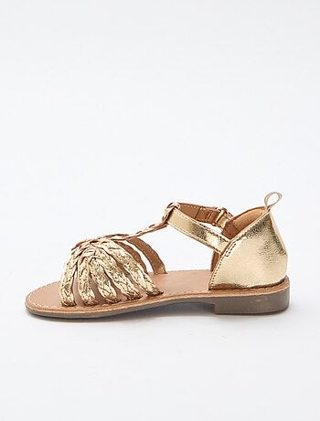 Sandali bassi con cinturino e listini intrecciati