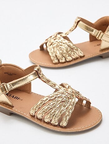 Sandali bassi con cinturino e listini intrecciati