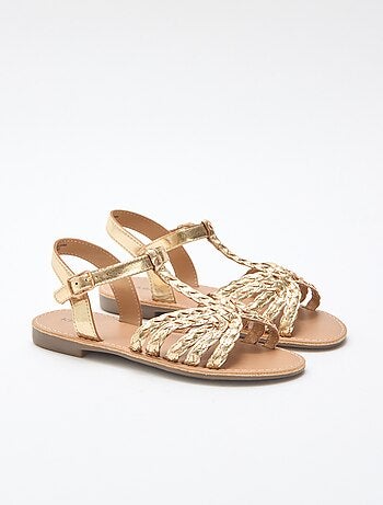 Sandali bassi con cinturino e listini intrecciati