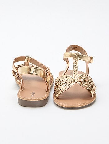 Sandali bassi con cinturino e listini intrecciati