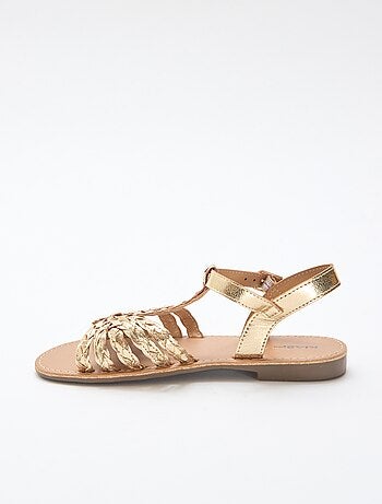 Sandali bassi con cinturino e listini intrecciati