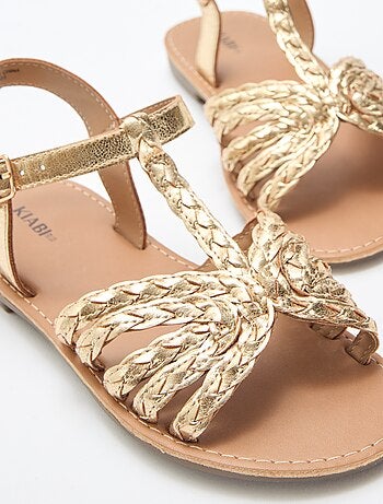 Sandali bassi con cinturino e listini intrecciati