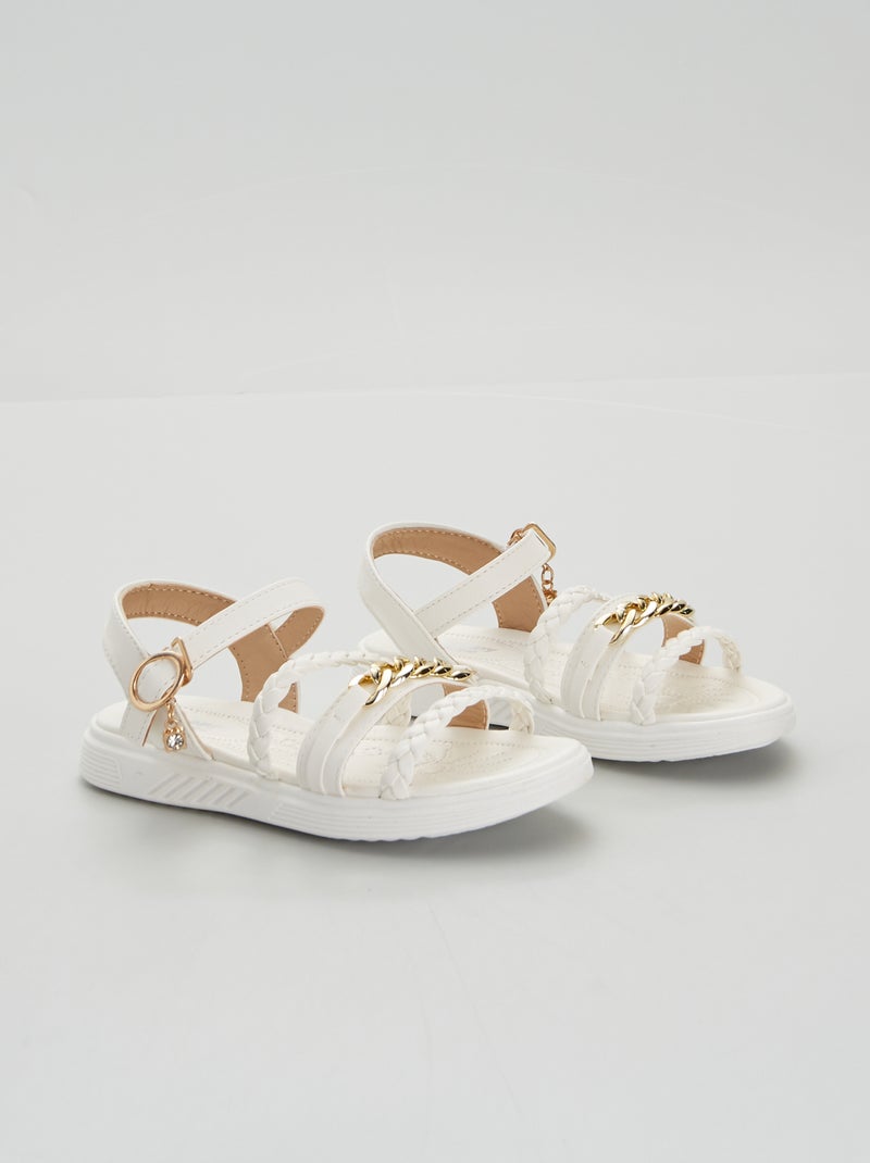 Sandali bassi con dettagli dorati bianco - Kiabi
