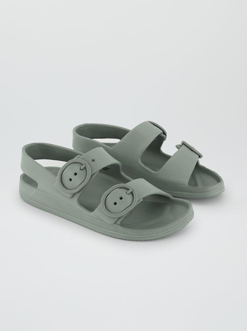Sandali bassi con doppia fibbia VERDE - Kiabi