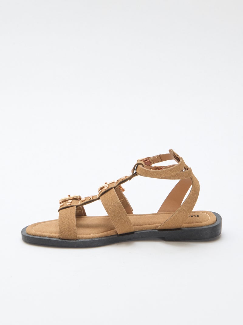 Sandali bassi con listini Beige - Kiabi
