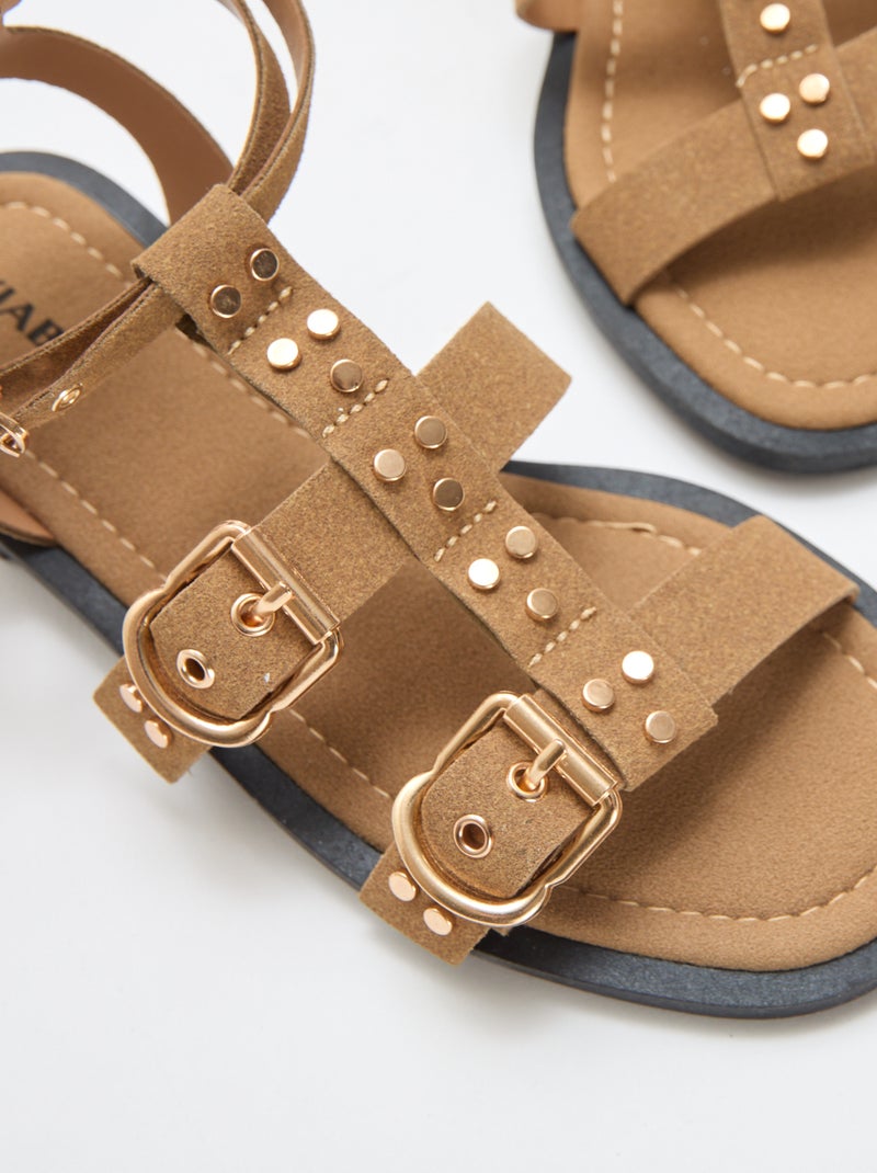 Sandali bassi con listini Beige - Kiabi