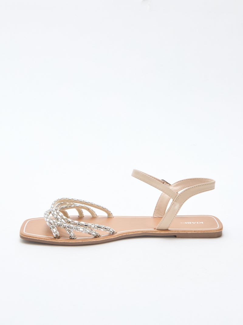 Sandali bassi con listini glitterati Grigio - Kiabi